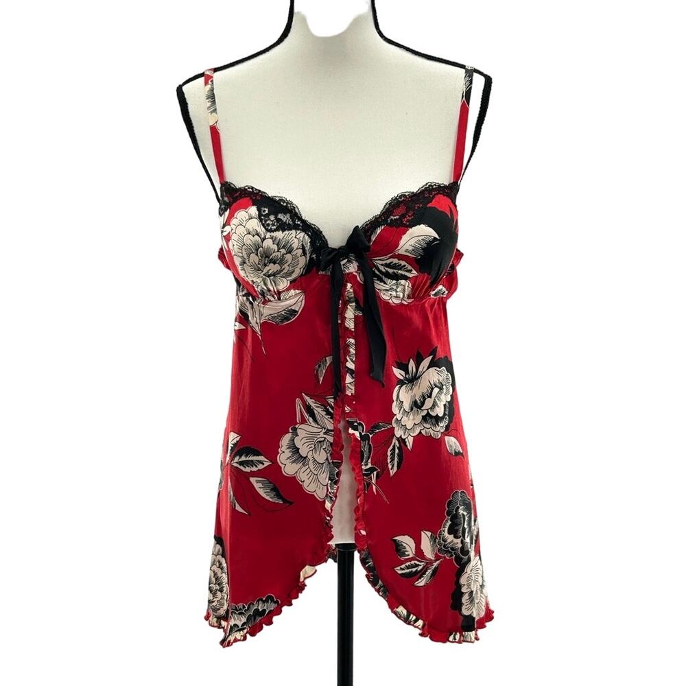Apt. 9 Y2K Babydoll Adjustable Strap Lettuce Hem Floral L Slip Chemise 2000's